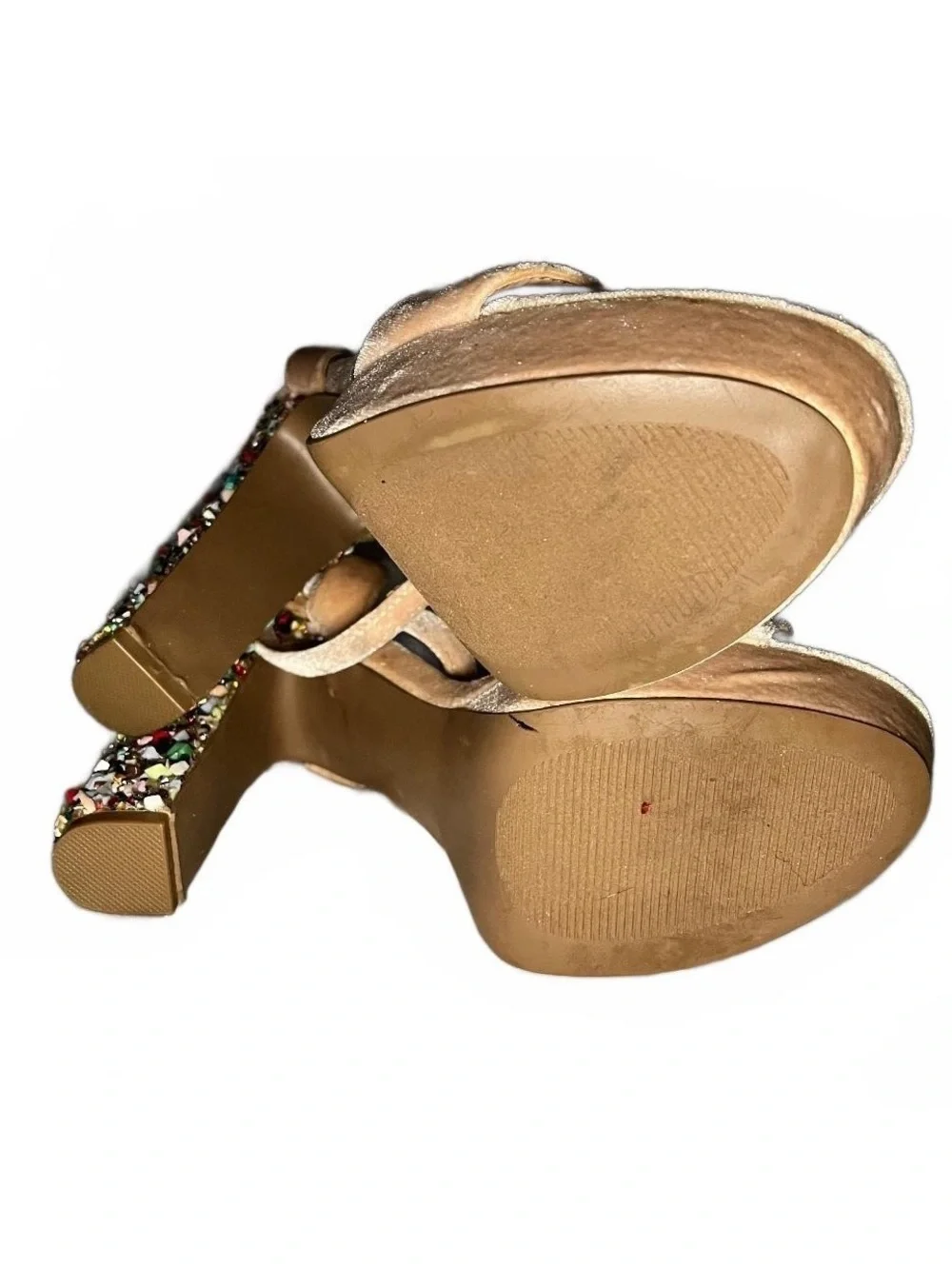 Betsey Johnson Velvet Platform Heels Rainbow Candy Embellished Heels Size 9